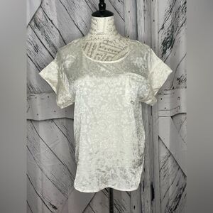 By Anthropologie ivory floral pattern short-sleeve blouse XS